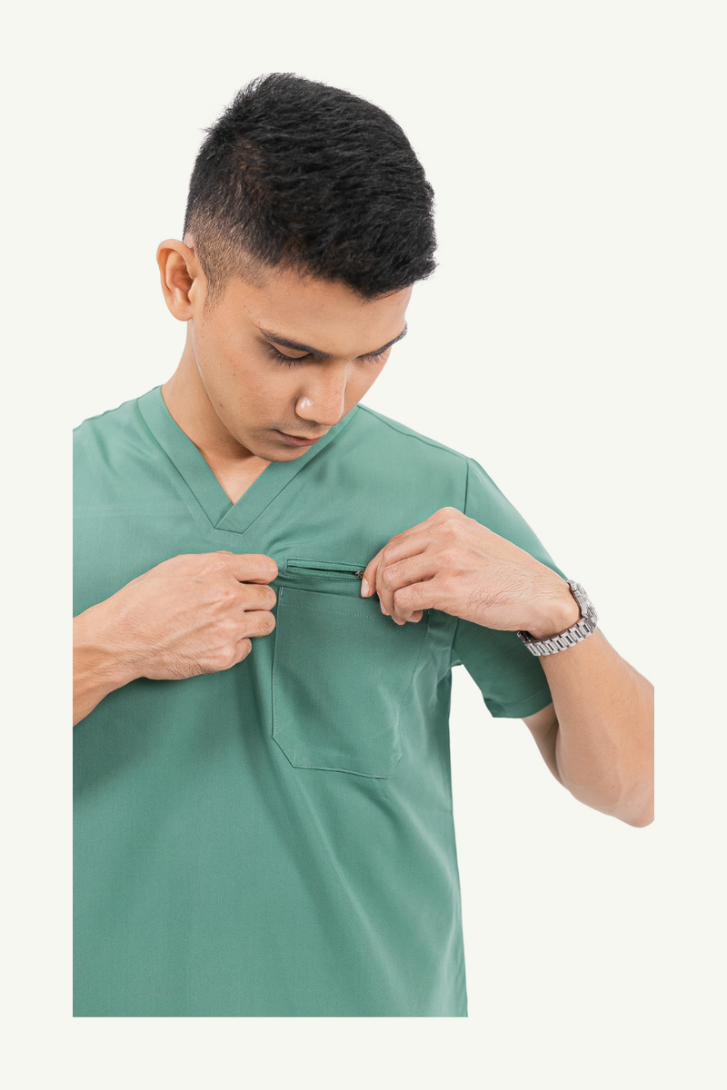 Caniboo: CARTER 4-pocket mens scrub top in pistachio green