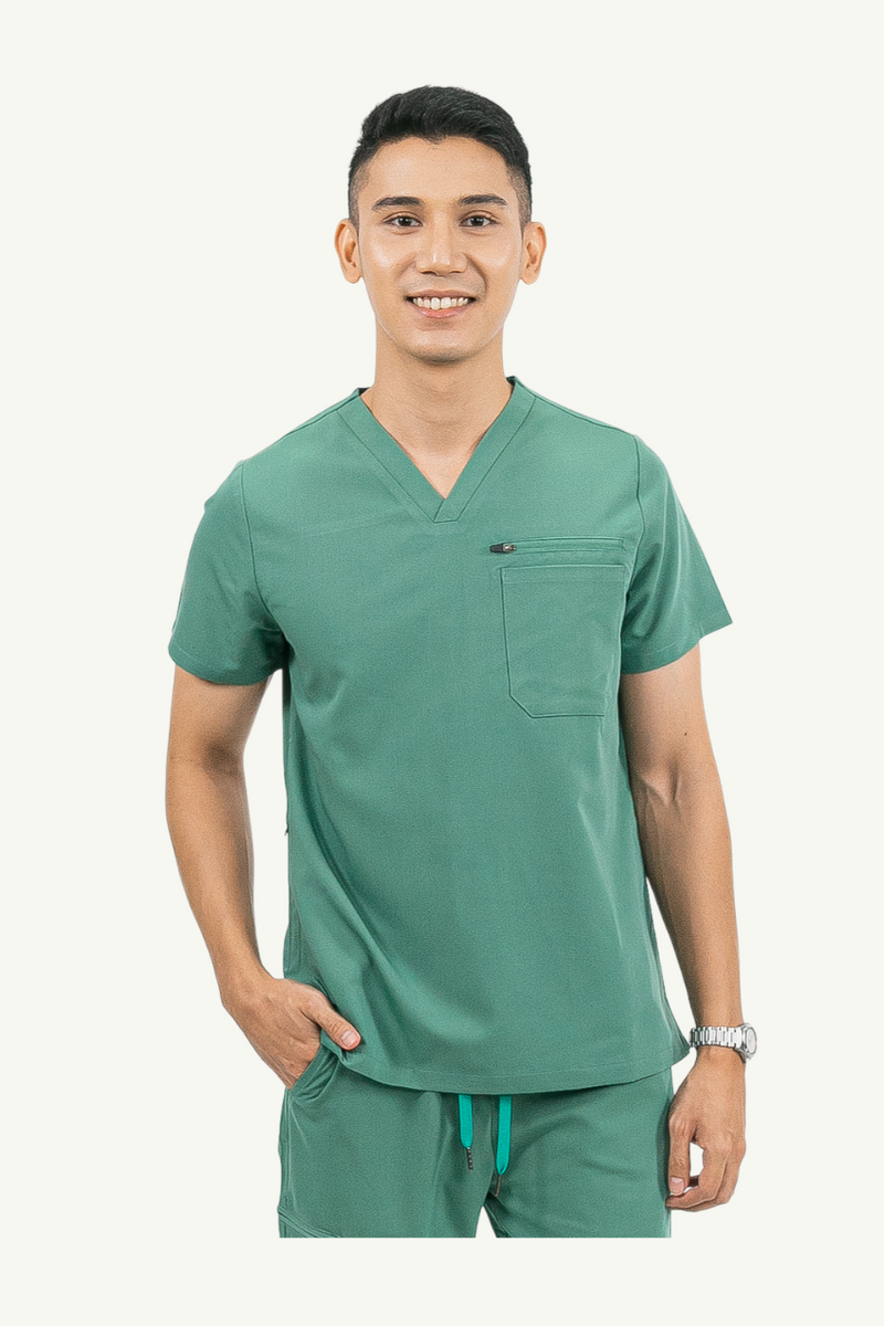 Caniboo: CARTER 4-pocket mens scrub top in pistachio green