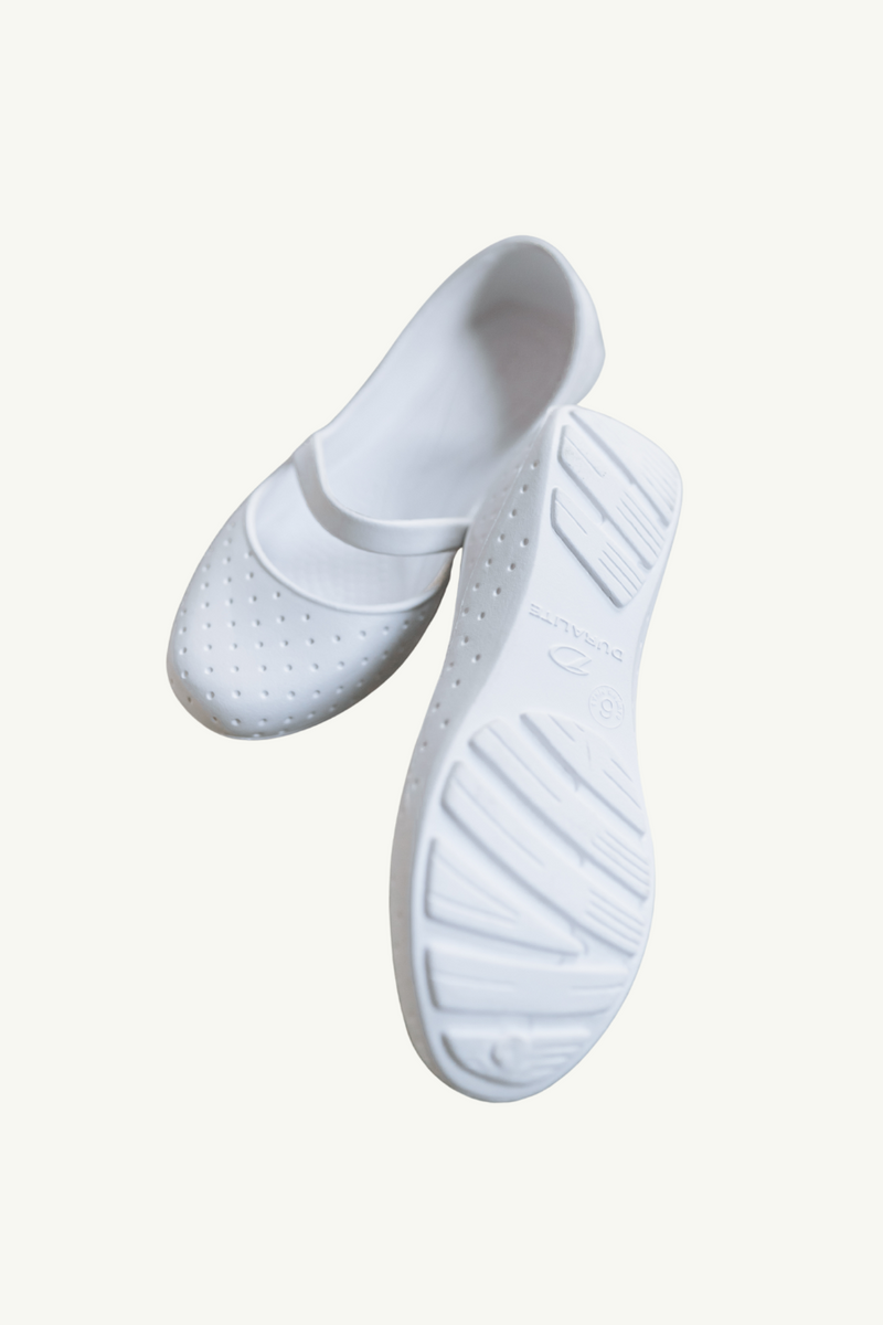 Our Slip on Rubber Shoes with Strap in White