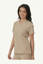 Caniboo: BAILEY 3-pocket womens scrub top in light khaki