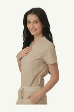 Caniboo: BAILEY 3-pocket womens scrub top in light khaki