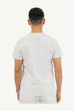 Caniboo: CARTER 4-pocket mens scrub top in pearl white