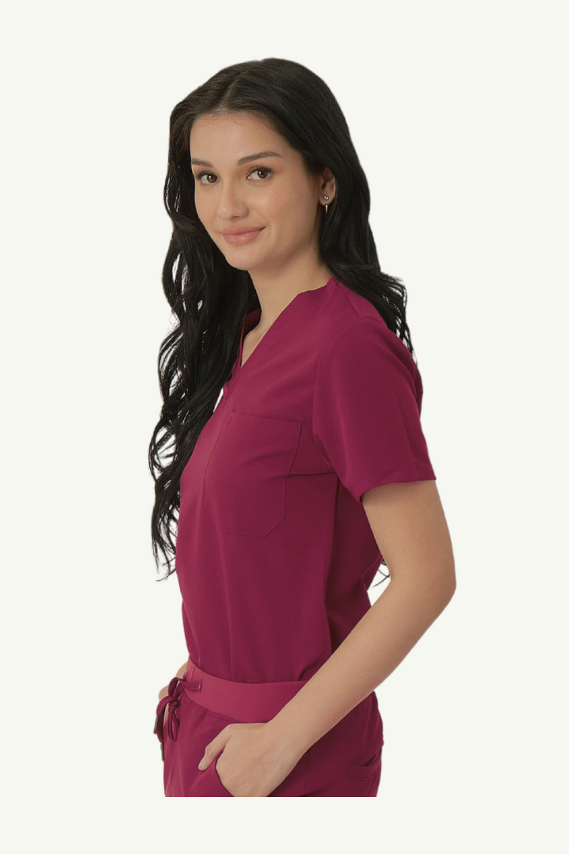 Caniboo: BAILEY 3-pocket womens scrub top in mulberry purple