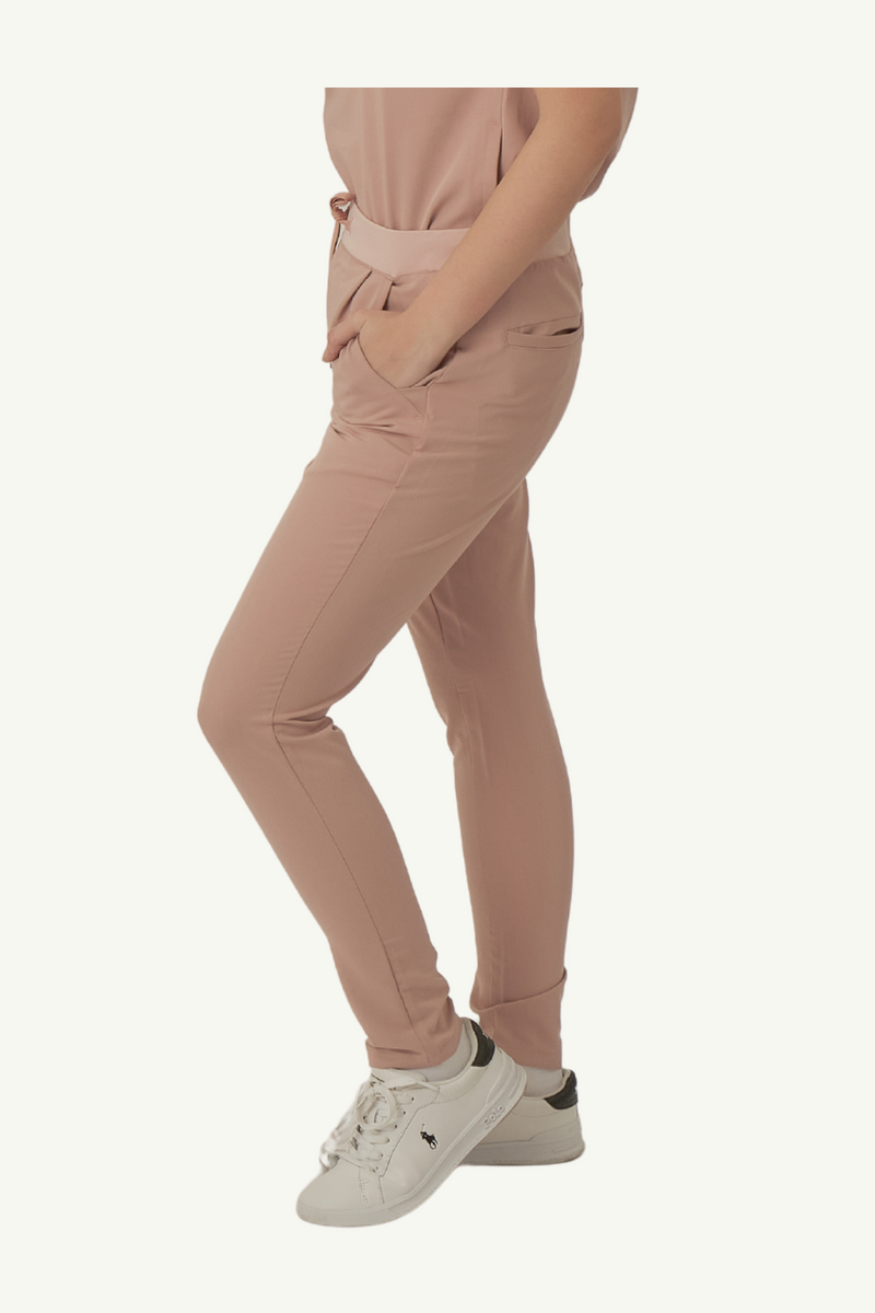 Caniboo: ADDIE 4-pocket slim womens scrub pants in dusty rose pink