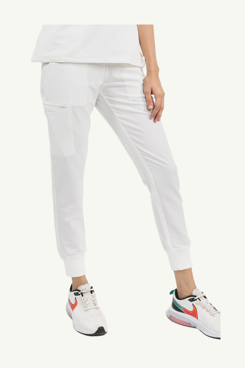 Caniboo: BOWIE 5-pocket jogger womens scrub pants in pearl white