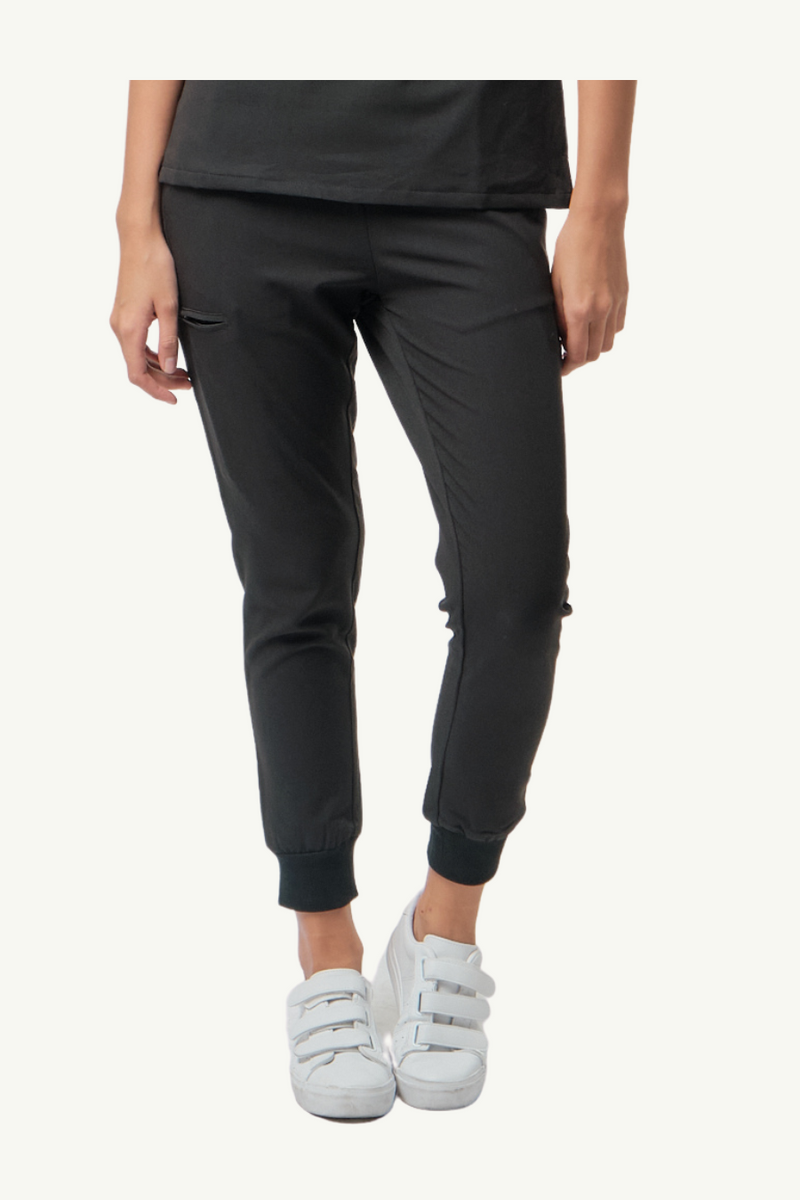 Caniboo: BOWIE 5-pocket jogger womens scrub pants in charcoal black