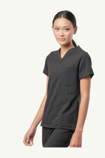 Caniboo: BAILEY 3-pocket womens scrub top in charcoal black