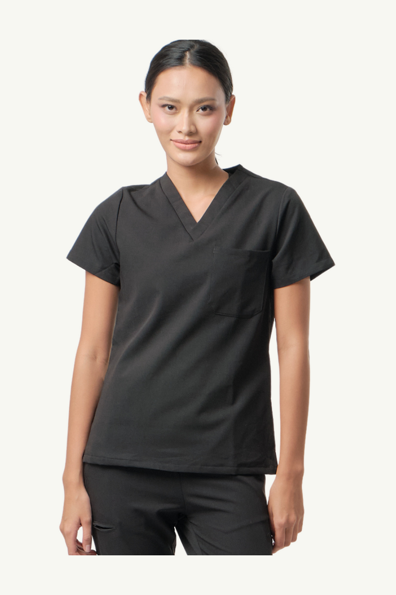 Caniboo: BAILEY 3-pocket womens scrub top in charcoal black