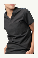 Caniboo: BAILEY 3-pocket womens scrub top in charcoal black