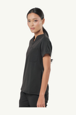 Caniboo: BAILEY 3-pocket womens scrub top in charcoal black