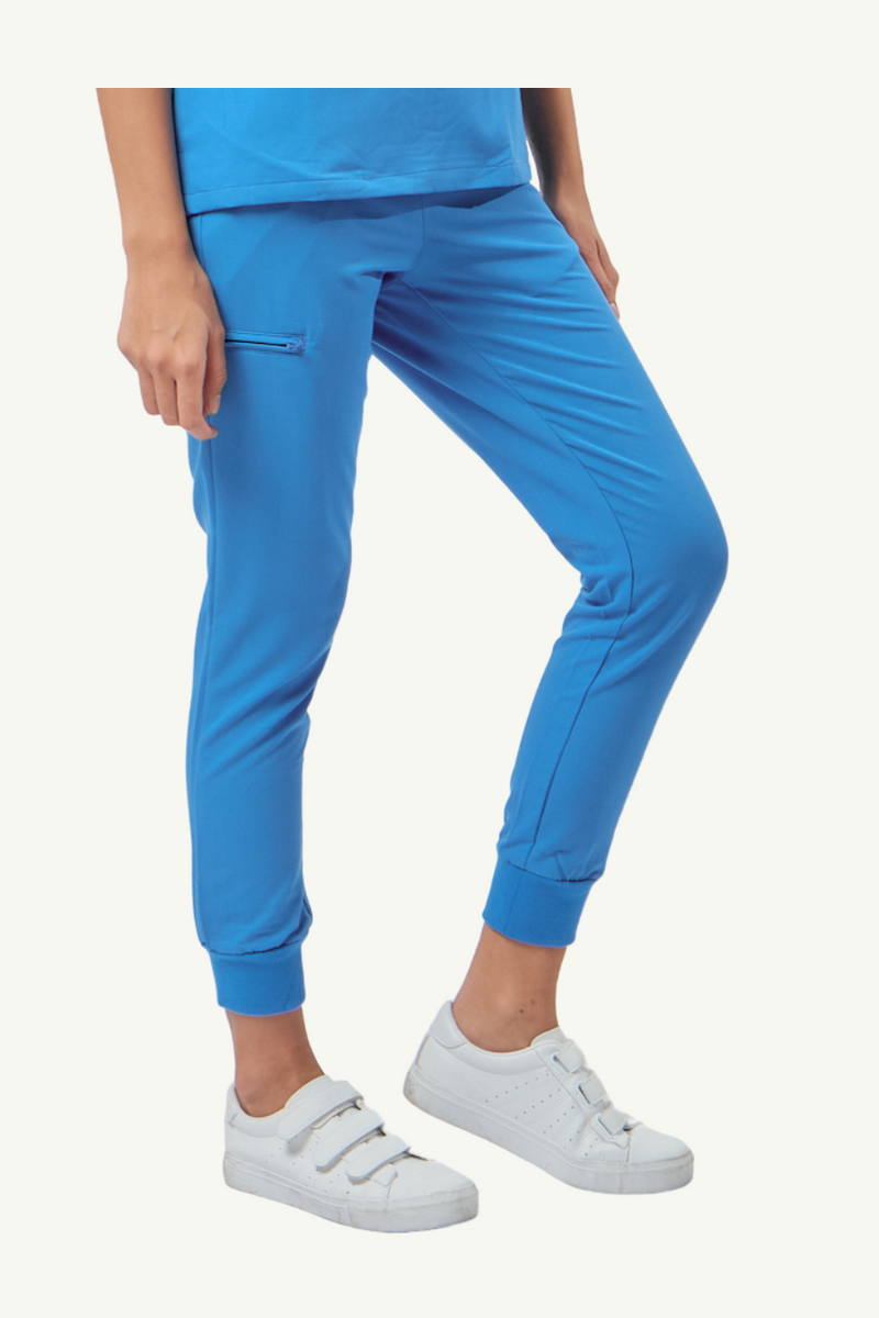 Caniboo: BOWIE 5-pocket jogger womens scrub pants in maya blue