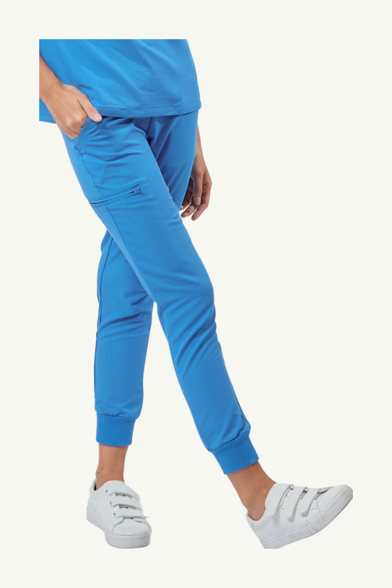 Caniboo: BOWIE 5-pocket jogger womens scrub pants in maya blue