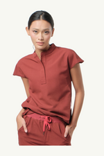 Caniboo: AVA 2-pocket womens scrub top in popstar red