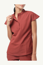 Caniboo: AVA 2-pocket womens scrub top in popstar red